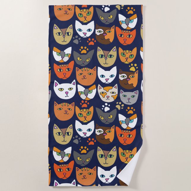 Serviette De Plage Kitty Chats Motif Chat Personne (Devant)