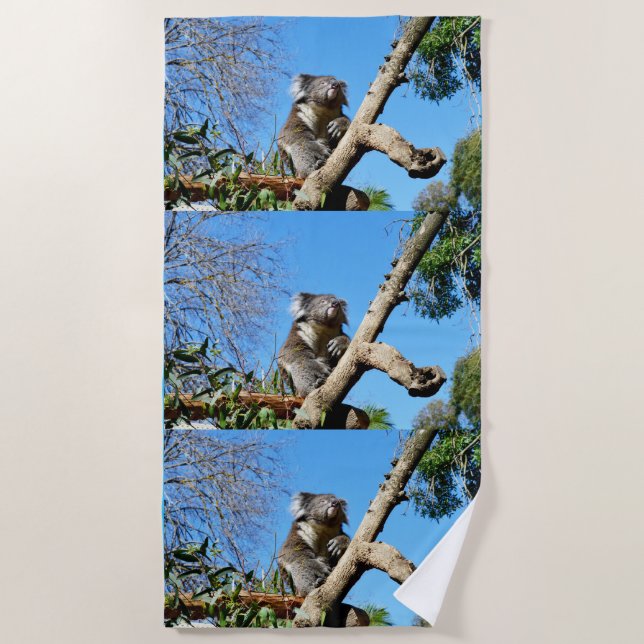 Serviette De Plage Koala A Le Temps De Réfléchir À La Vie, (Devant)