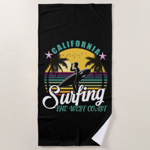 Serviette De Plage La Côte Ouest - Surfing Californien