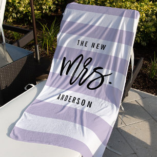 Serviette De Plage La nouvelle Mme. Lavande mariée personnalisée