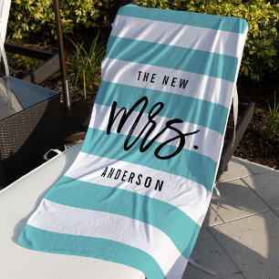 Serviette De Plage La nouvelle Mme. Mariée personnalisée Aqua