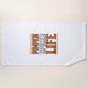 Serviette De Plage La vie épicée de citrouille Typographie Halloween
