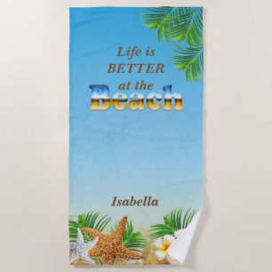 Serviette De Plage La vie est meilleure à la plage 🏝