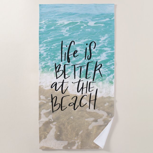 Serviette De Plage La Vie Est Mieux À La Plage (Devant)
