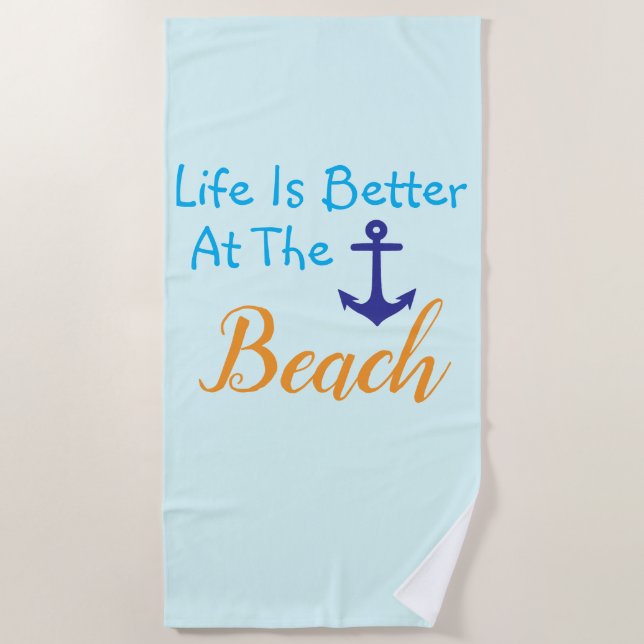 Serviette De Plage La Vie Est Mieux À La Plage (Devant)