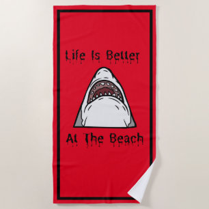Serviette De Plage La Vie Est Mieux À La Plage Horror Shark