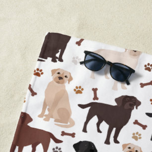 Serviette De Plage Labrador Retriever Paws and Bones Beach Towne