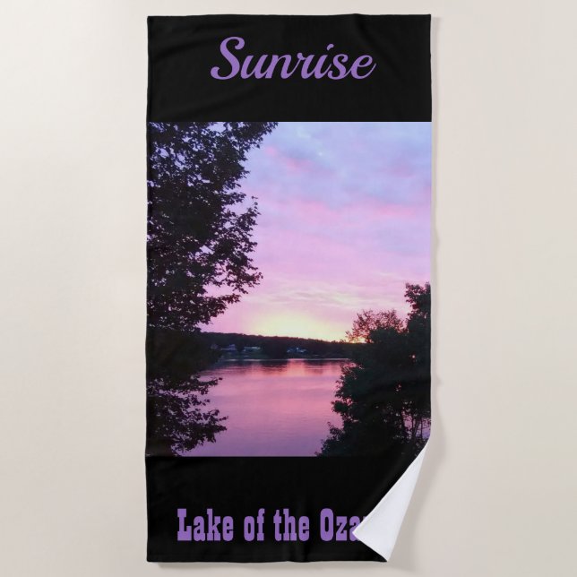 Serviette De Plage Lac Sunrise des Ozarks (Devant)
