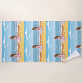 Serviette De Plage ladie sur la plage