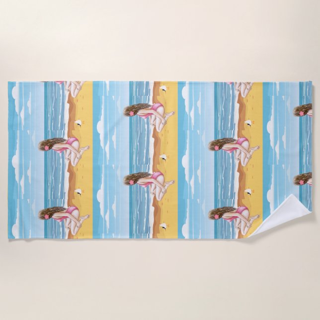 Serviette De Plage ladie sur la plage (Devant)