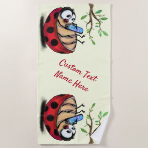 Serviette De Plage Ladybug with Phone Your Text Name Beach Towel