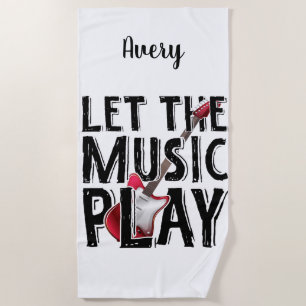 Serviette De Plage Laissez La Musique Jouer La Guitare Électrique