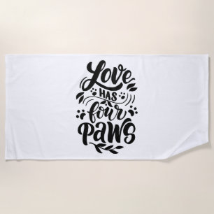 Serviette De Plage L'Amour A Une Idée Amoureux des chiens À Quatre Pa
