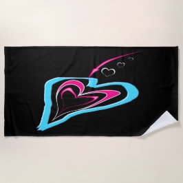 Serviette De Plage L'amour est une trace de coeurs