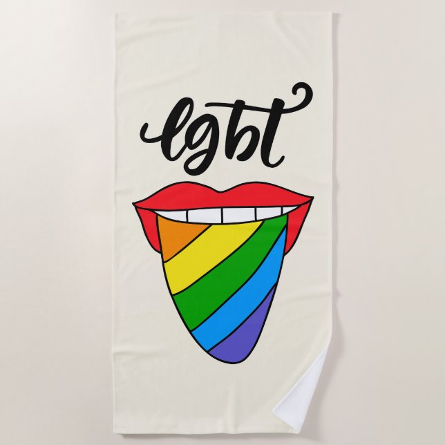 Serviette De Plage Langue arc-en-ciel LGBT (Devant)