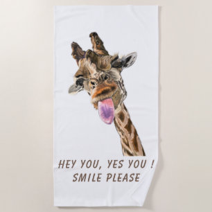 Serviette De Plage Langue de girafe sortie et lavabo jouable - Texte