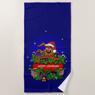 Serviette De Plage Lapin de Noël