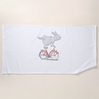 Serviette De Plage Lapin Mignonne Sur Vélo _ Cyclisme _ Vélo & G