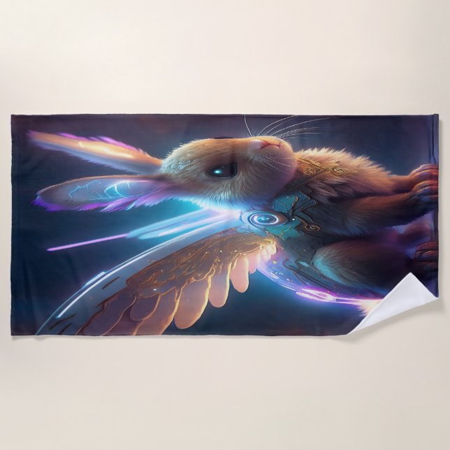 Serviette De Plage Lapin spatial (Devant)