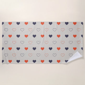 Serviette De Plage Large - Lovely hearts / orange cream dark