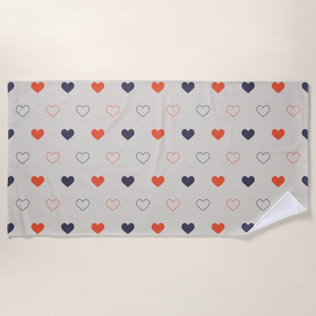 Serviette De Plage Large - Lovely hearts / orange cream dark (Devant)