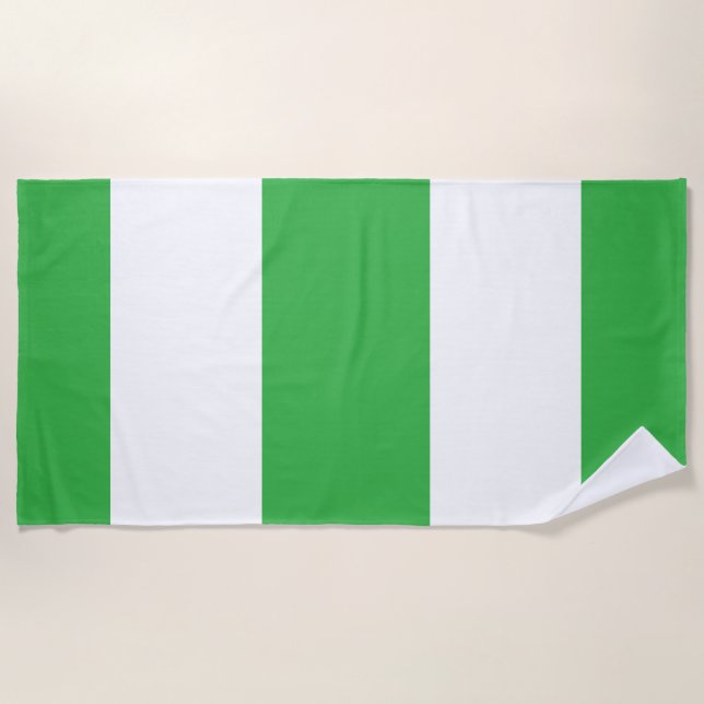 Serviette De Plage Larges Rayures Vert Citron  (Devant)