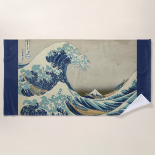 Serviette De Plage L'art japonais vintage, La Grande Vague par Hokusa