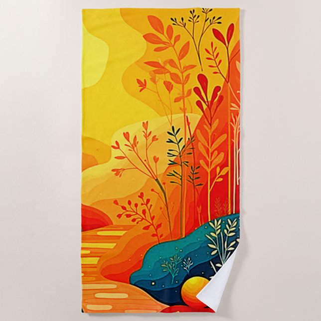 Serviette De Plage L'art paysager d'automne (Devant)