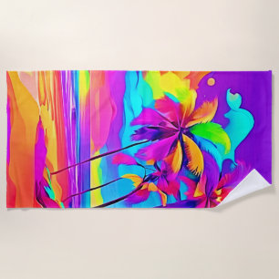 Serviette De Plage L'art tropical vibrant