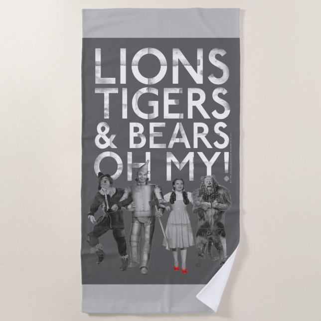 Serviette De Plage L'Assistant D'Oz™ | Lions Tigers & Ours Oh My! (Devant)