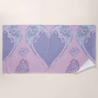 Serviette De Plage Lavender & blue heart Ai art