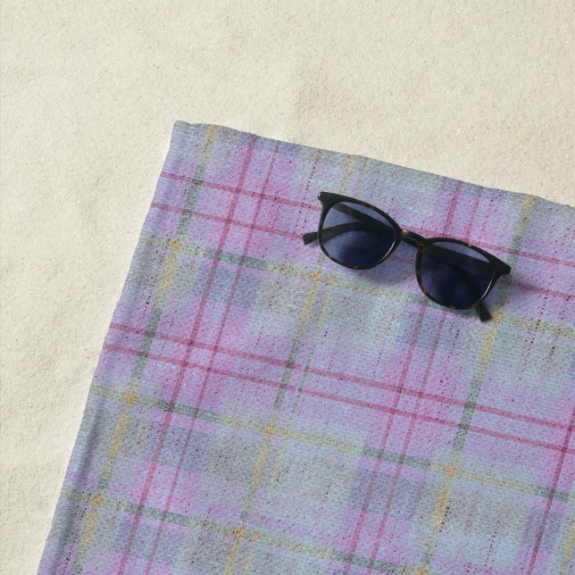 Serviette De Plage Lavender Plaid Harmony  (En situation)