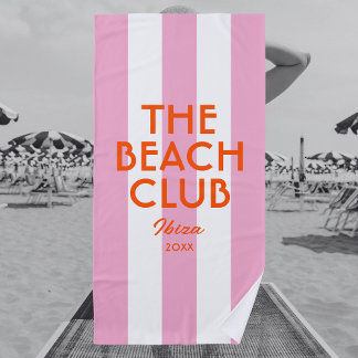 Serviette De Plage Le Beach Club Ibiza Pink Cabana Stripe