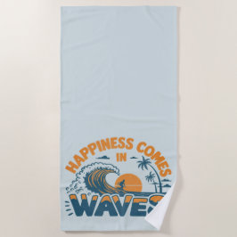 Serviette De Plage Le bonheur vient à Waves Retro Beach