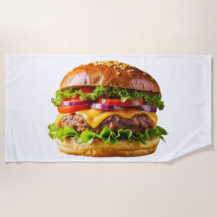 Serviette De Plage Le cheeseburger appétissant de SlipperyJoe au baco