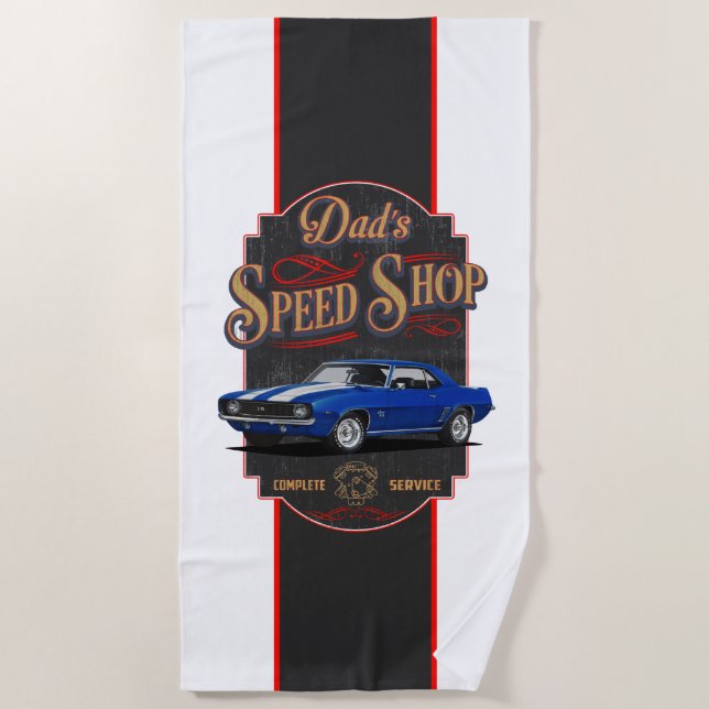 Serviette De Plage Le magasin de vitesse Camaro de papa (Devant)