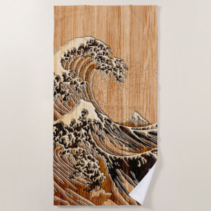 Serviette De Plage Le style en bois en bambou de marqueterie de