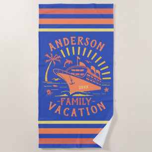 Serviette De Plage Le voyage de bateau de croisière de vacances de