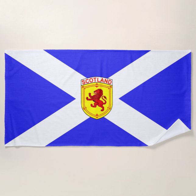 Serviette De Plage L'Ecosse, lion effréné, drapeau antique de (Devant)