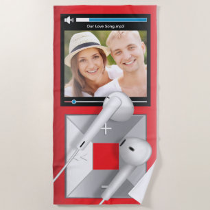 Serviette De Plage Lecteur MP3 avec photo et chanson personnalisées
