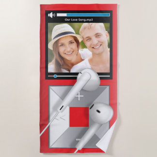 Serviette De Plage Lecteur MP3 avec photo et chanson personnalisées