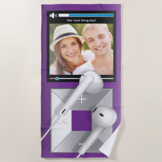 Serviette De Plage Lecteur MP3 avec photo et chanson personnalisées
