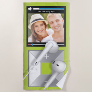 Serviette De Plage Lecteur MP3 avec photo et chanson personnalisées