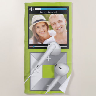 Serviette De Plage Lecteur MP3 avec photo et chanson personnalisées