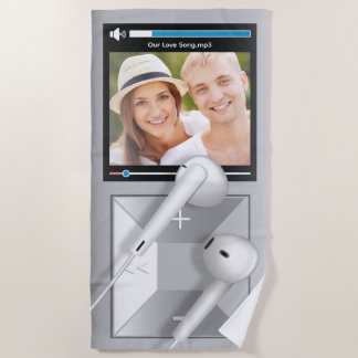 Serviette De Plage Lecteur MP3 avec photo et chanson personnalisées