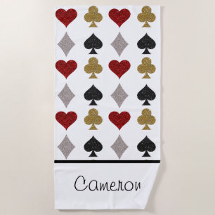 Serviette De Plage Lecture des cartes Casino Motif Nom personnalisé