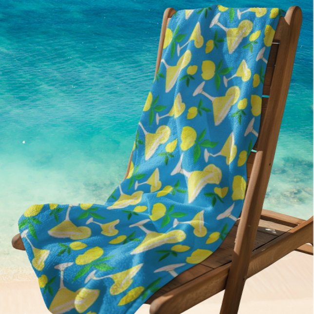 Serviette De Plage Lemon Drops Lemons Caribbean Blue Beach Towel (Ready for summer!)