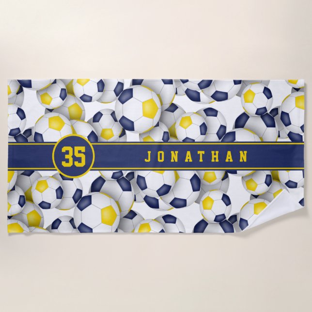 Serviette De Plage L'équipe de football en or bleu couleurs garçons f (Devant)