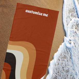 Serviette De Plage Les années 70 Orange Super Hippie Retro Personnali