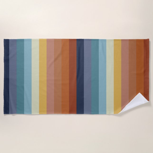 Serviette De Plage les années 70 rétro vintage 60s bandes vibes (Devant)